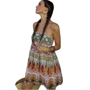 Zara Embroidered Print Boho Dress